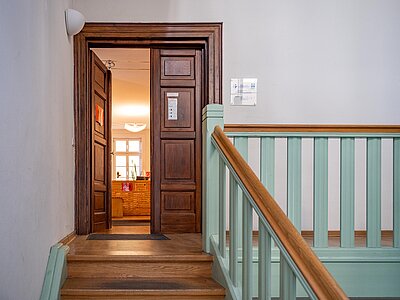 In der 1. Etage befindet sich das Büro